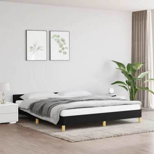 vidaXL Bettgestell mit Kopfteil Schwarz 160x200 cm Stoff, 347425