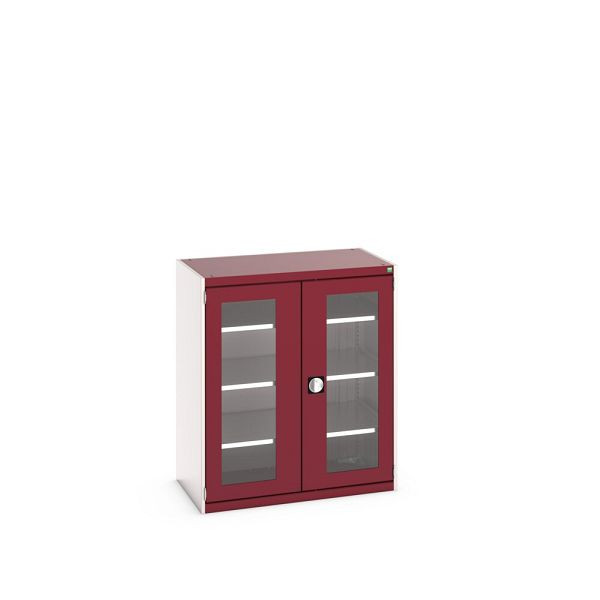bott cubio Sichtfensterschrank bestückt, mit 3 Fachböden, BxTxH: 1050x650x1200mm, Purpurrot, 40021131.24V