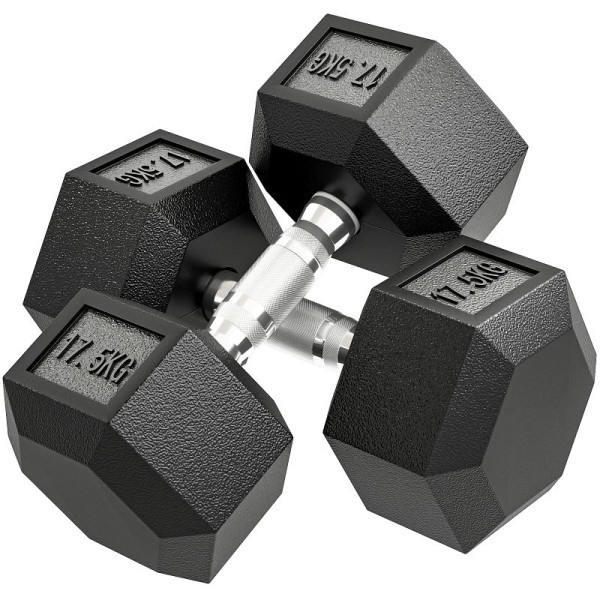HOMCOM Kurzhantel, 35 kg Hantel, Hantel, Gewicht, Anti-Rutsch-Griff, Schwarz + Silber, A91-022V01BK