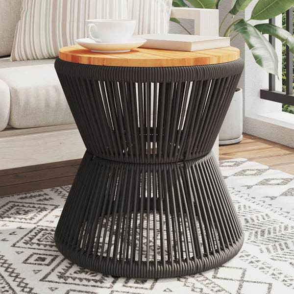 vidaXL Couchtisch mit Drahtgestell Schwarz Ø 45x44 cm Akazienholz, 365637