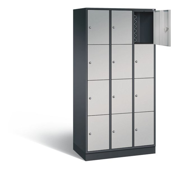 C+P Schließfachschrank Intro, H1950xB920xT490mm, Farbe: Schwarzgrau / Weißaluminium, 8470-301 S10116