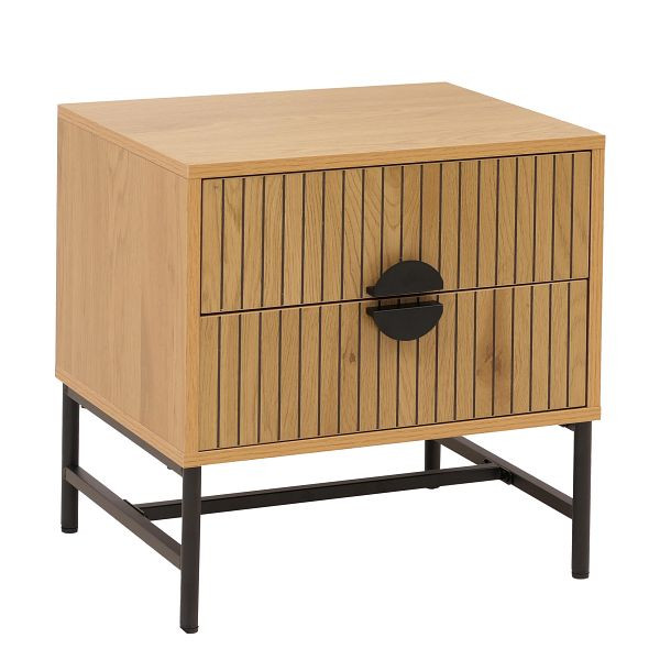 Mendler Nachttisch HWC-O39, Beistelltisch Nachtschrank Schrank, Schublade Melamin MDF Metall 50x48x39cm, natur, 112263