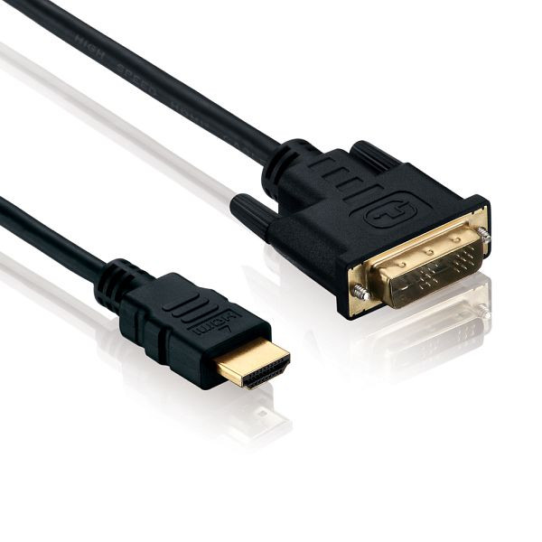 Helos Anschlusskabel, HDMI Stecker/ DVI-D 24+1 Stecker, 4K, BASIC, 5,0m, schwarz, 118860