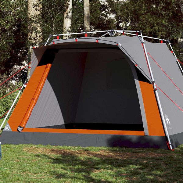 vidaXL Campingzelt 4 Personen Grau und Orange Quick Release, 4004221