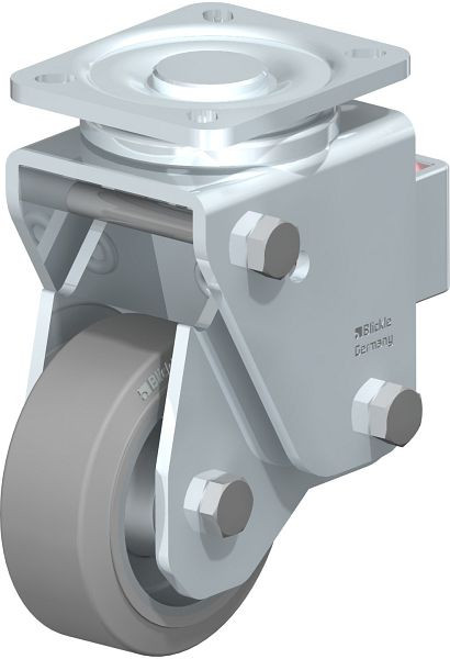 Blickle LHF-ALEV 100K-1-SG Stahlblech-Lenkrolle, Schwerlast-Ausführung, mit Stahlfeder, Elastik-Vollgummi, Grau, 655886