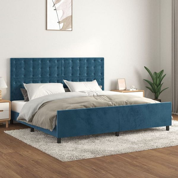 vidaXL Bettgestell mit Kopfteil Dunkelblau 200x200 cm Samt, 3126023