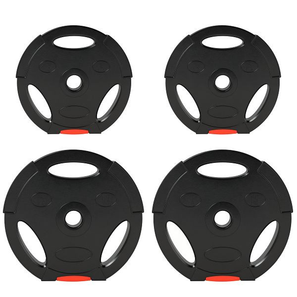 SPORTNOW 4er Gewichtsplatten-Set für Training, Fitnessstudio, Heimtraining, Stärke-Training, 2 x 10 kg und 2 x 5 kg, Schwarz, A91-364V02BK