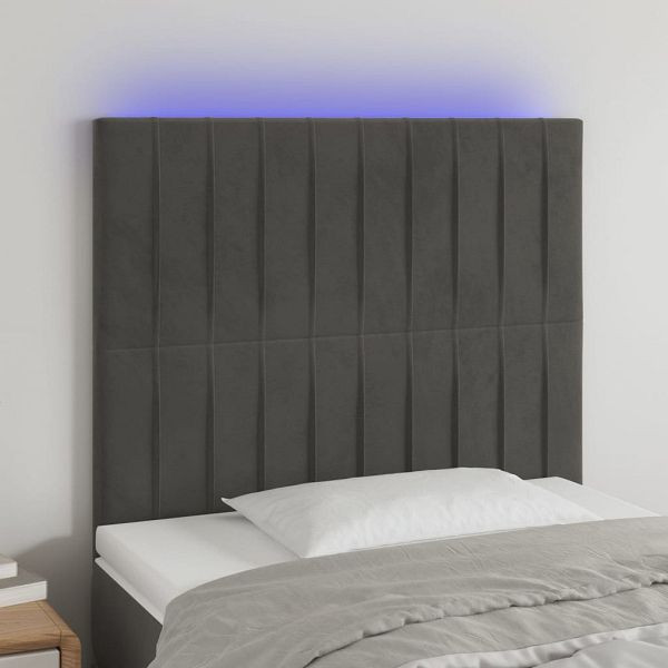 vidaXL LED Kopfteil Dunkelgrau 80x5x118/128 cm Samt, 3122693