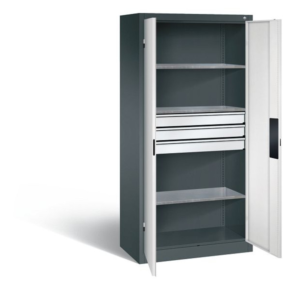 C+P Werkzeugschrank Acurado, H1950xB930xT500mm, Farbe: Anthrazitgrau / Lichtgrau, Muldengriff, 8921-5230 S10178
