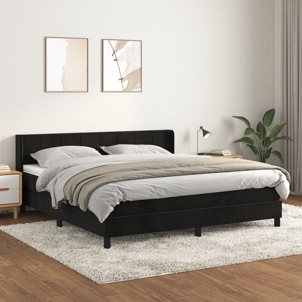 vidaXL Boxspringbett mit Matratze Schwarz 180x200 cm Samt, 3130975