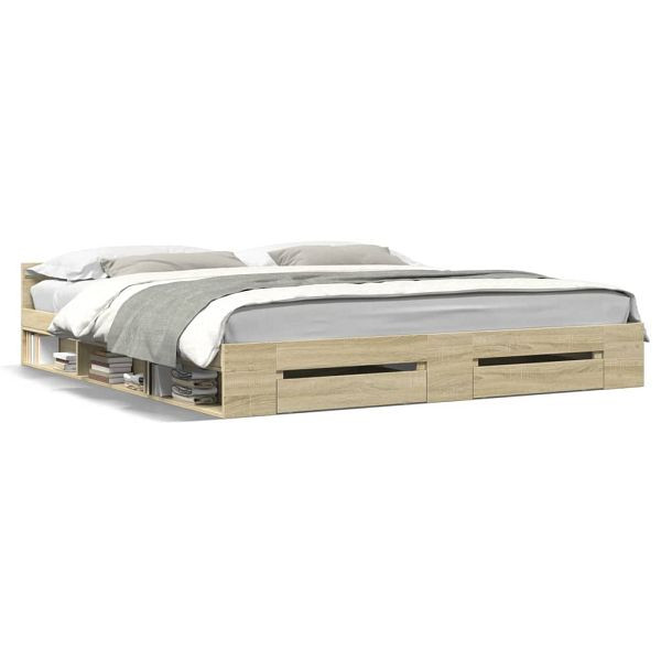vidaXL Bettgestell mit Schubladen Sonoma-Eiche 180x200cm Holzwerkstoff, 3280729