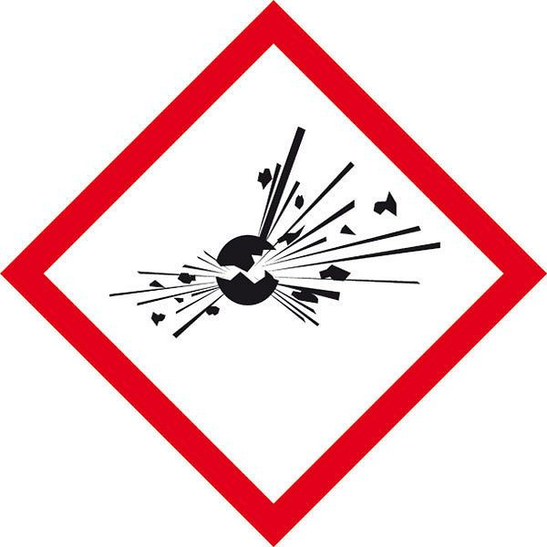 SafetyMarking GHS-Gefahrenpiktogramm, Symbol 01: explodierende Bombe, BxH 10x10 cm, Folie, selbstklebend, spezieller Oberlächenschutz, 39.0055-01