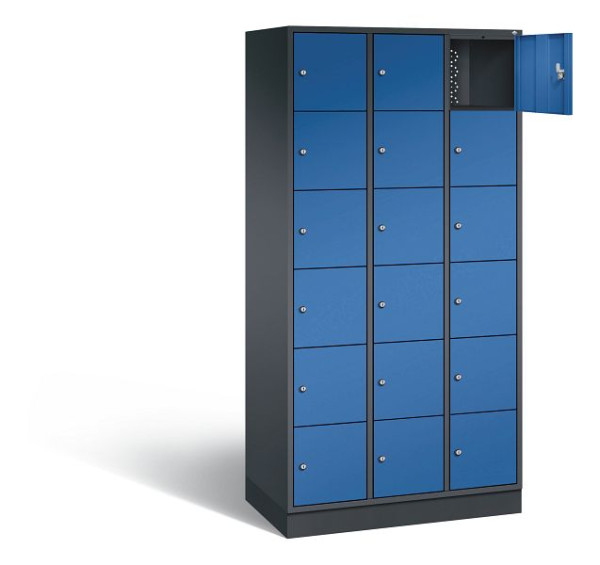 C+P Schließfachschrank Intro, H1950xB920xT490mm, Farbe: Schwarzgrau / Enzianblau, 8670-301 S10085