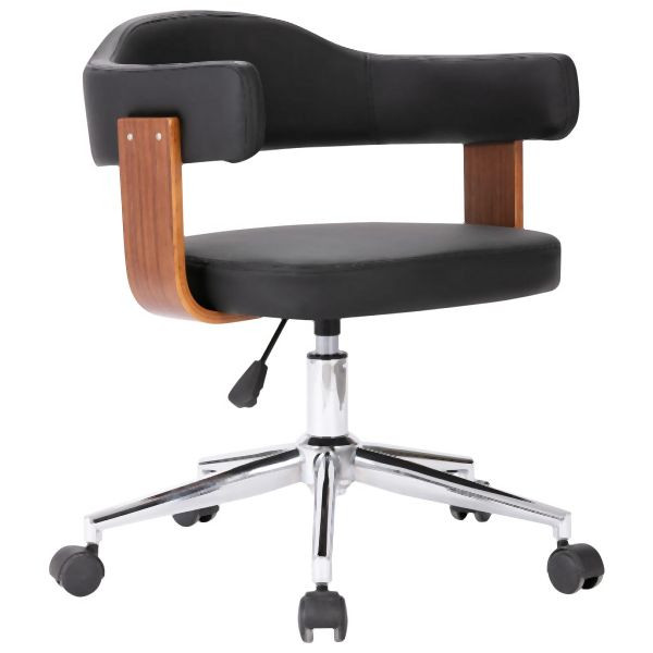 vidaXL Drehbarer Bürostuhl Schwarz Bugholz und Kunstleder, 3054836