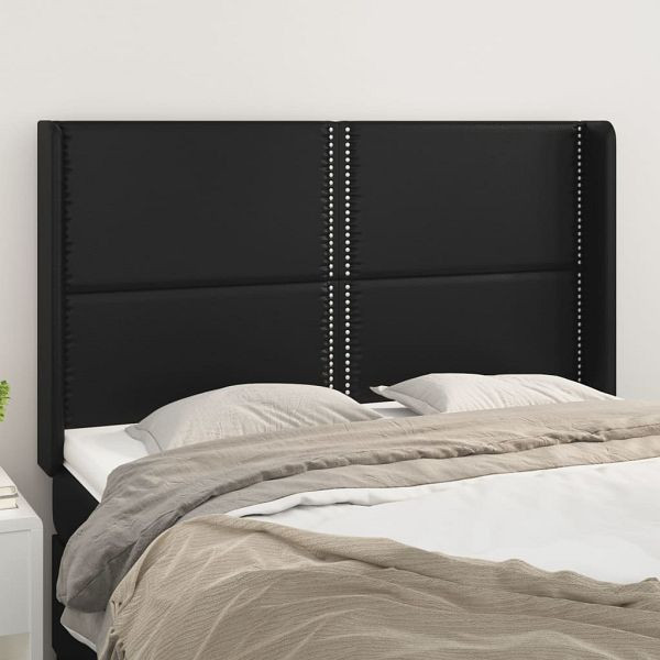 vidaXL Kopfteil mit Ohren Schwarz 147x16x118/128 cm Kunstleder, 3119530