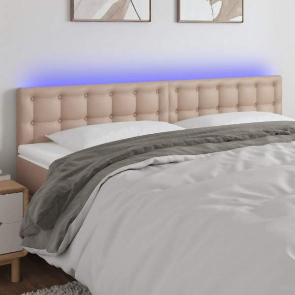 vidaXL LED Kopfteil Cappuccino-Braun 180x5x78/88 cm Kunstleder, 3121719