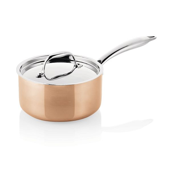 WAS Copper 3PLY Kasserolle mit Deckel, 3Ply, 16 x 8 cm, Kupfer, 2030160