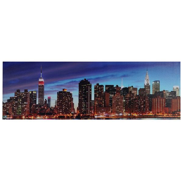 Mendler LED-Bild, Leinwandbild Leuchtbild Wandbild, Timer, 120x40cm New York, flackernd, 36623