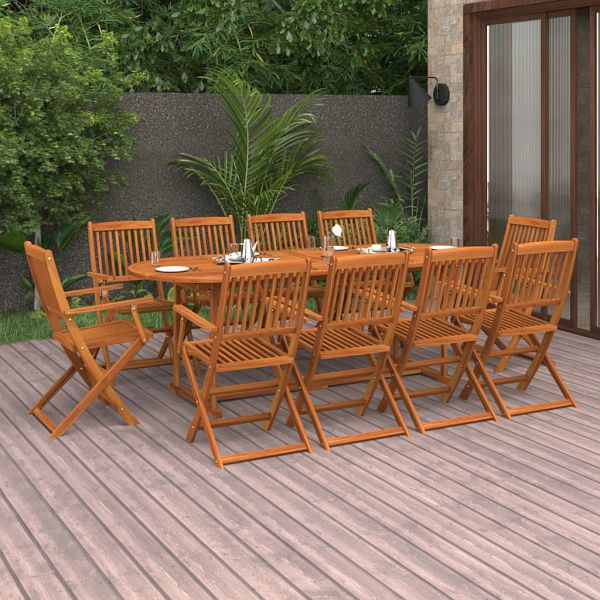 vidaXL 11-teilig Garten-Essgruppe 220x90x75 cm Massivholz Akazie, 3086975