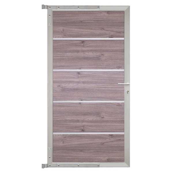 T&J FARÖ-Tor-Komplettset, 90 x 175 cm, Esche-grau/silber, 44146