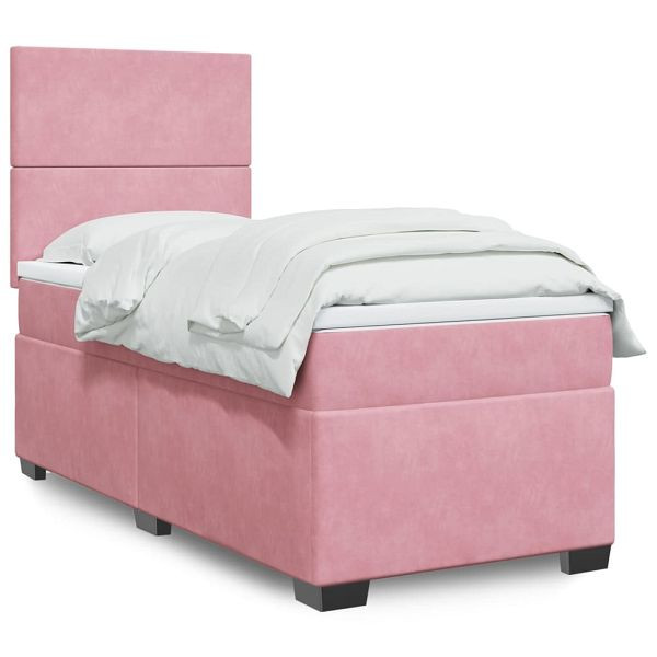 vidaXL Boxspringbett mit Matratze Rosa 100x200 cm Samt, 3293133