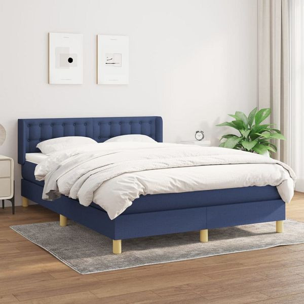 vidaXL Boxspringbett mit Matratze Blau 140x200 cm Stoff, 3130599