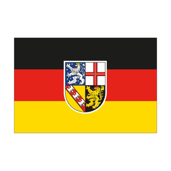 Stein HGS Landesflagge Saarland, 100 x 150 cm (Querformat), mit Seil und Schlaufe, FlagTop 110 g/m², für Fahnenmasten 6 m, ohne Hohlsaum, 26508