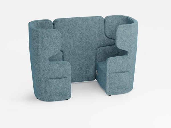Bisley Vivo 2er-Set, gegenüberliegende Sessel mit hoher Rückenlehne, Farbe: hellblau, Steckdose + 2xUSB + 2 Seitentaschen, VIVH2SETPS2WM0133