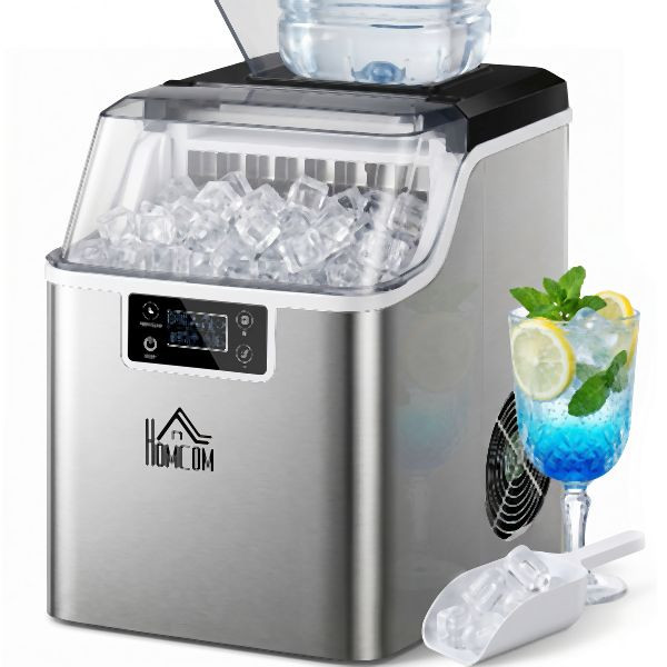 HOMCOM Eiswürfelmaschine, 36L x 25,2B x 37,1H cm, Silber, 800-139, 4251774946254