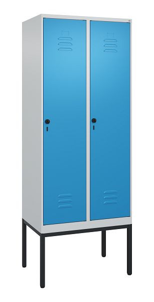 C+P Umkleidespind Classic PLUS, Gestell, 2 Abteile, 2120x800x500mm, 7035/5012, Drehriegel, 0800307-22 S10004