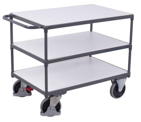 VARIOfit Schwerer ESD Tischwagen mit 3 Ladeflächen, Ladefläche: 1.000 x 700 mm, RAL 7024 graphitgrau, sw-700.662