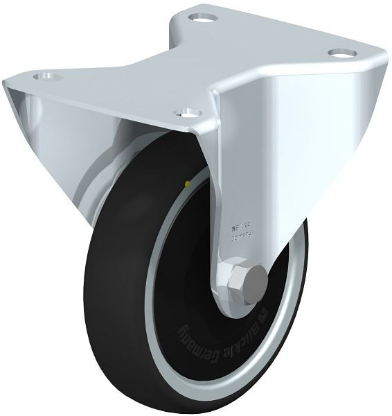 Blickle BK-PATH 125K-3-ELS-FK Stahlblech-Bockrolle, schwere Ausführung, mit Anschraubplatte, Thermoplastisches Polyurethan, Grau, 852286