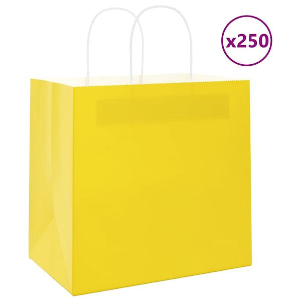vidaXL Papiertragetaschen 250 Stk. mit Henkeln Gelb 26x17x25 cm, 4101787