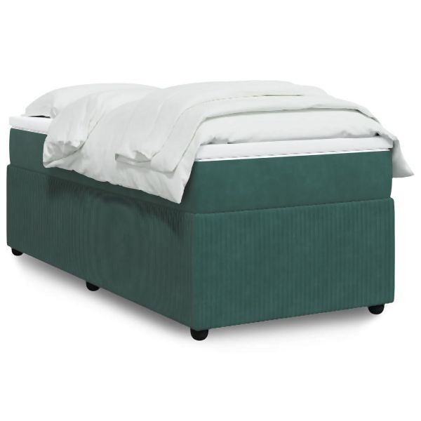 vidaXL Boxspringbett mit Matratze Dunkelgrün 80x200 cm Samt, 3285605