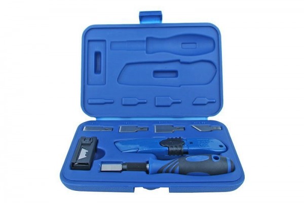 ProGlass Falzschaber-Kit im Kunststoffkoffer mit kurzem Schaber und Universalmesser, FKM-145
