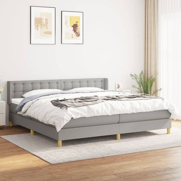 vidaXL Boxspringbett mit Matratze Hellgrau 200x200 cm Stoff, 3130617