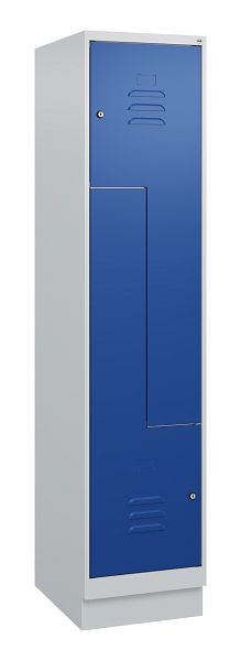 C+P Z-Spind Classic PLUS, Sockel, 2 Abteile, 1800x400x500mm, 7035/5010, Zylinderschlösser, 0800237-122 S10018