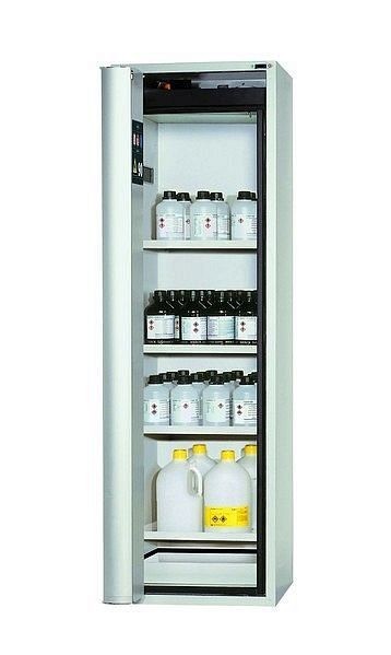 asecos Sicherheitsschrank S-PHOENIX touchless-90, S90.196.060.FDAO in lichtgrau RAL 7035 mit 4x Fachboden (Stahlblech), 30237-001-30253