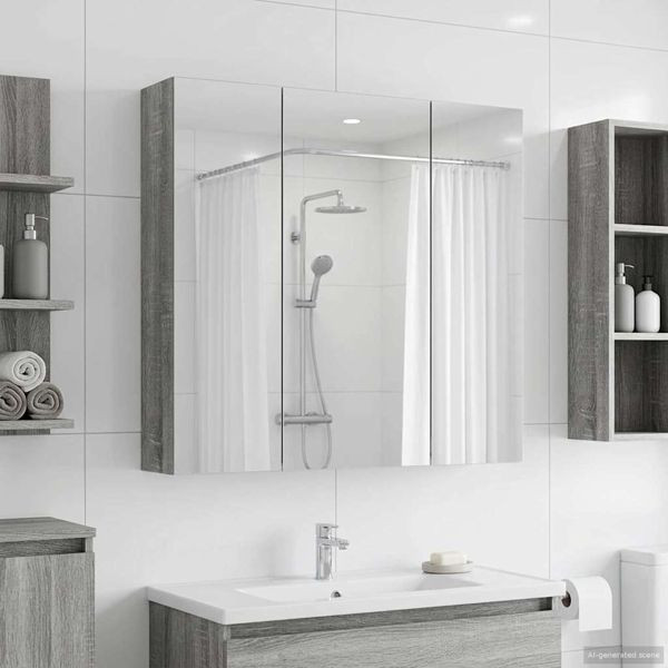 vidaXL Badezimmerspiegelschrank Graues Sonoma 70 x 14,5 x 70 cm, 889092