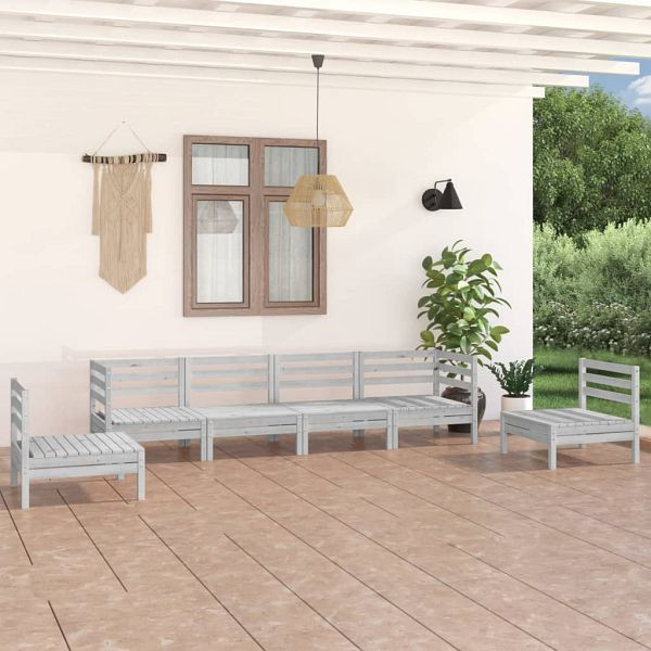 vidaXL 6-teilig Garten-Lounge-Set Weiß Kiefer Massivholz, 3082543