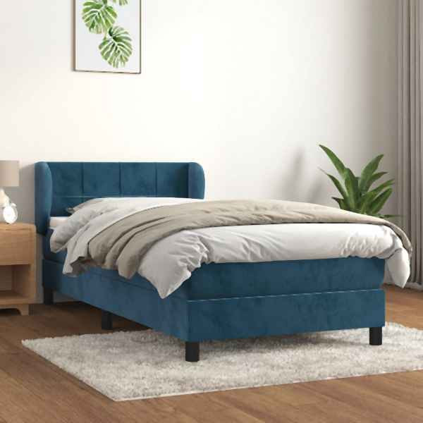 vidaXL Boxspringbett mit Matratze Dunkelblau 80x200 cm Samt, 3127461