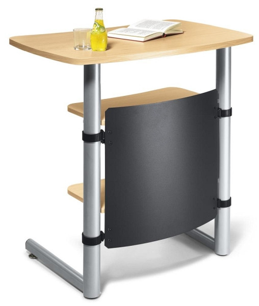 Deskin Stehpult MODUL, Buchedekor, Gestell Alusilber, B 830 x T 560 x H 950 - 1200 mm, Sichtschutz anthrazit, 210109