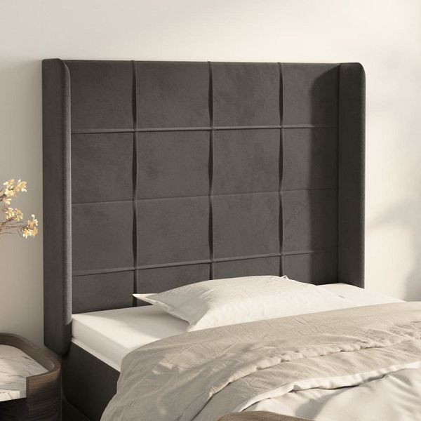 vidaXL Kopfteil mit Ohren Dunkelgrau 83x16x118/128 cm Samt, 3119611