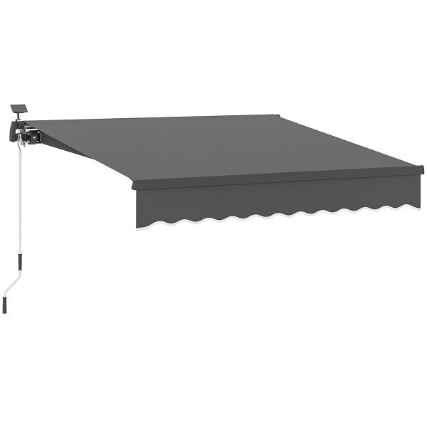 Outsunny Klemmmarkise mit Handkurbel Solar-Lichte Gelenkarmmarkise Markise Sonnenschutz UV 50+ 300 cm breit Grau, 840-283V00GY