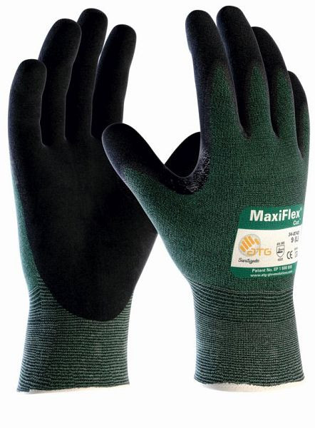 ATG (34-8743HCT) Schnittschutz-Strickhandschuhe MaxiFlex Cut, SB-Verpackung, Größe: 11, Farbe: grün/schwarz, VE: 12 Paar, 2577-11