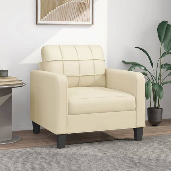 vidaXL Sessel Creme 60 cm Kunstleder, Füllung: Schaumstoff, 359108