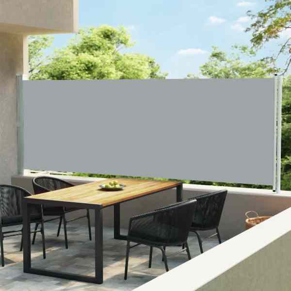 vidaXL Seitenmarkise Ausziehbar 600x160 cm Grau, UV-beständig, 313379