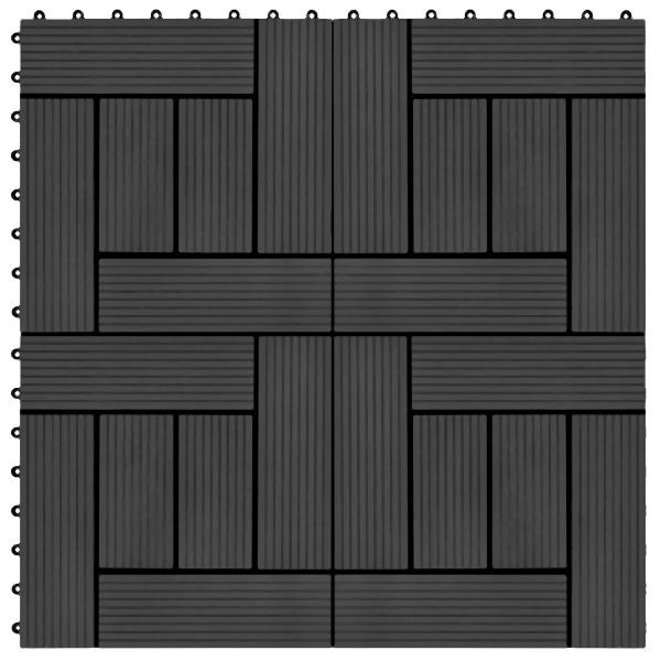 vidaXL 22 Stück Terrassenfliesen 30 x 30 cm 2 qm WPC Schwarz, 277803