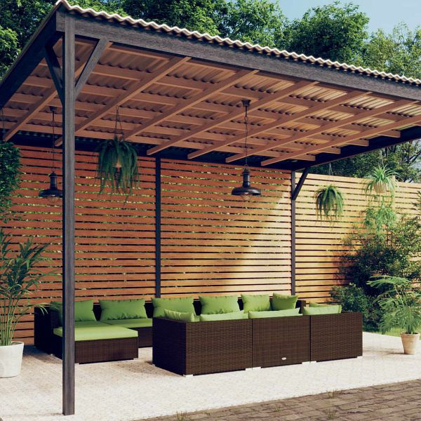 vidaXL 10-teilig Garten-Lounge-Set mit Kissen Braun Poly Rattan, 3102044