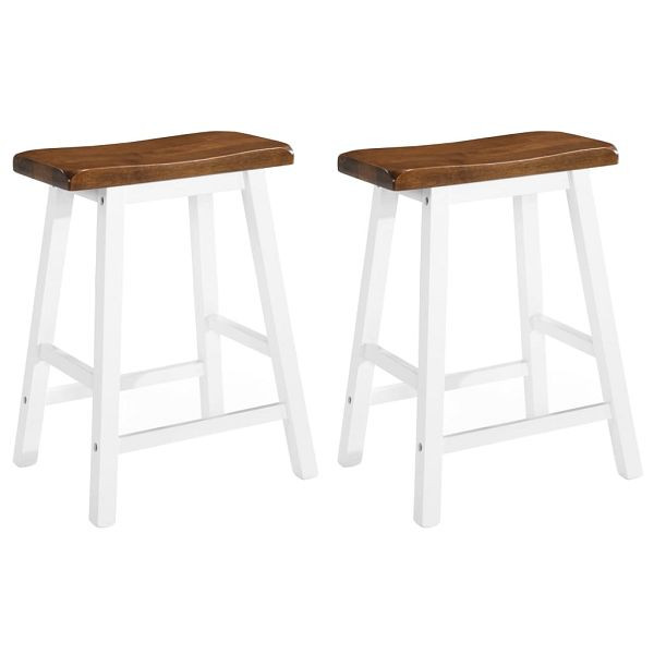 vidaXL Barhocker 2 Stück Massivholz, braun und weiß, 245546